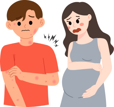 パートナーが風疹になってしまった様子